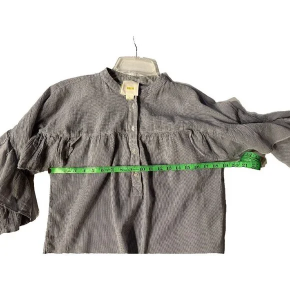 Maeve By Anthropologie Women’s Size Medium Popover Ruffled Blue Top Shirt Blouse - Picture 5 of 8